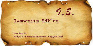 Ivancsits Sára névjegykártya